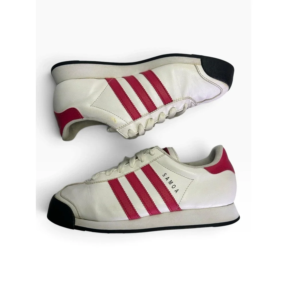 adidas Originals Samoa White Pink Sneakers 4.5Y Big Kid Retro Low C75999